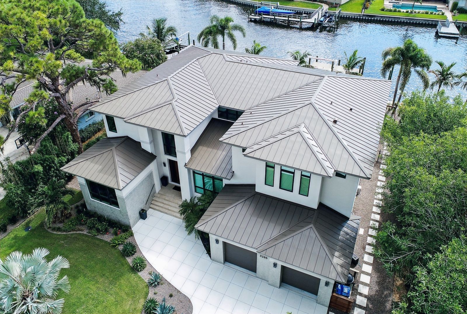 Standing seam metal · Waterfront home